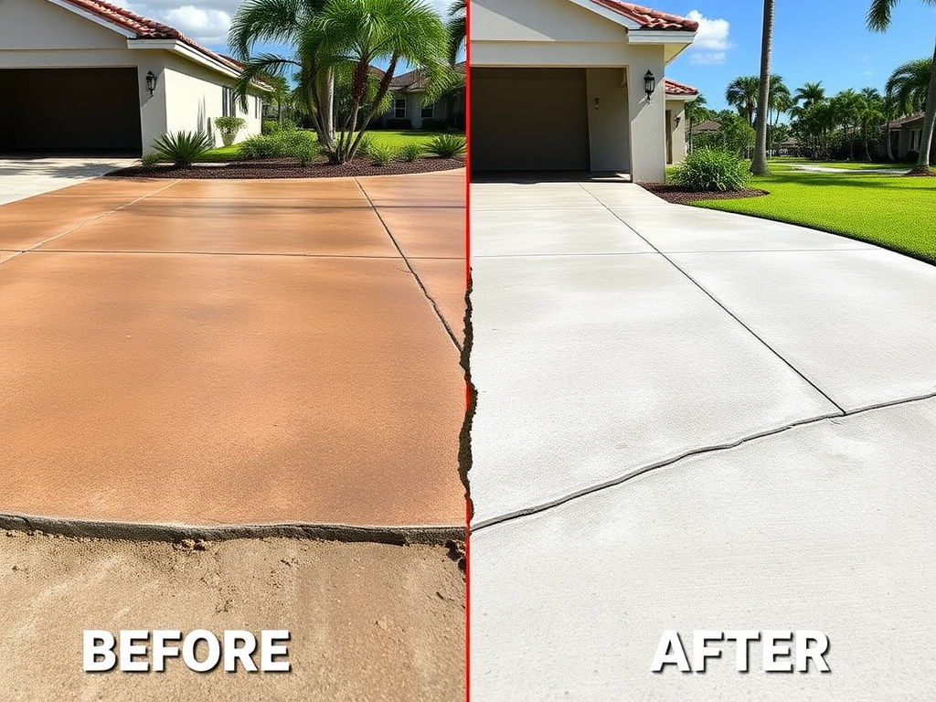 Split comparison of a demolished and repoured concrete slab beside a slab lifted with polyurethane foam injection