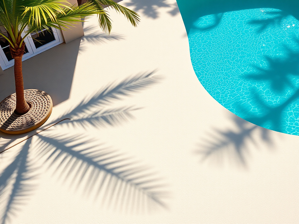 Florida backyard pool deck finished with a light textured polyaspartic coating beside turquoise water